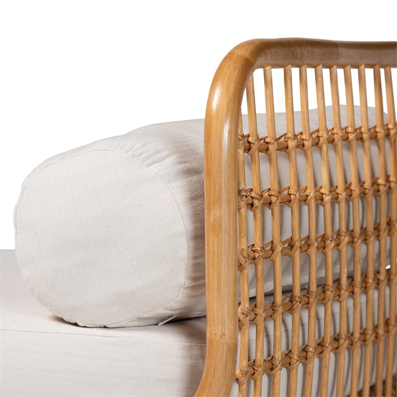 bali & pari Aiko Handwoven Natural Rattan Daybed with Cushion