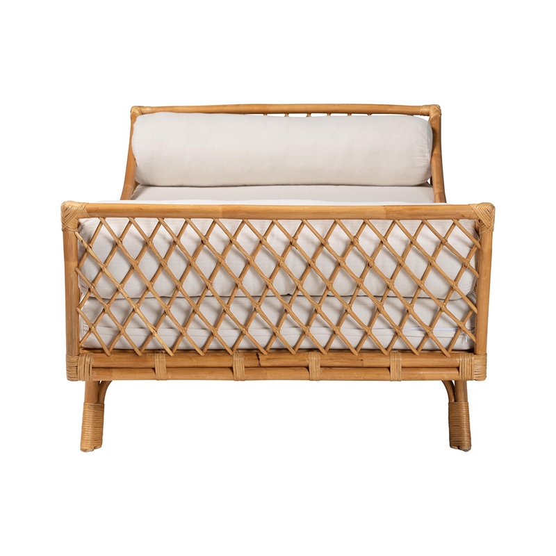 bali & pari Akemi Handwoven Natural Rattan Daybed with Cushion