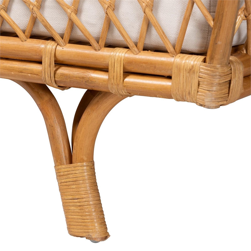 bali & pari Akemi Handwoven Natural Rattan Daybed with Cushion
