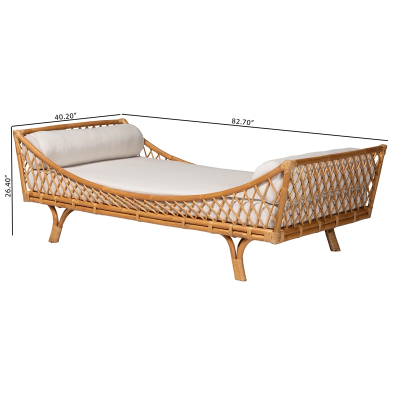 bali & pari Akemi Handwoven Natural Rattan Daybed with Cushion