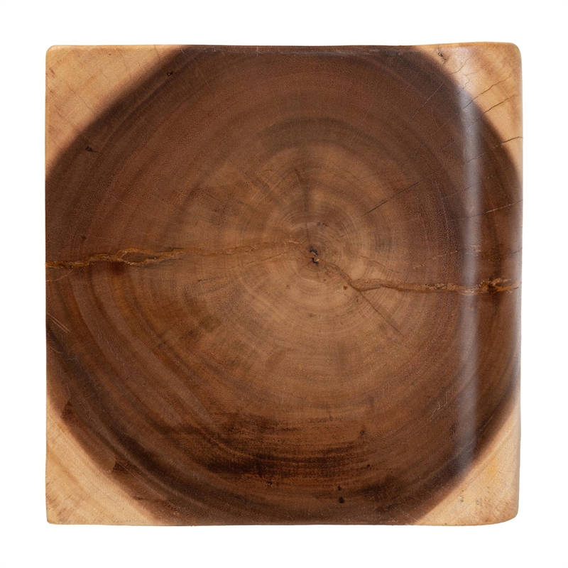 bali & pari Eliada Hand-carved Suar Wood Side Table Wavy Sculptural Accent Table