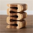 bali & pari Eliada Hand-carved Suar Wood Side Table Wavy Sculptural Accent Table