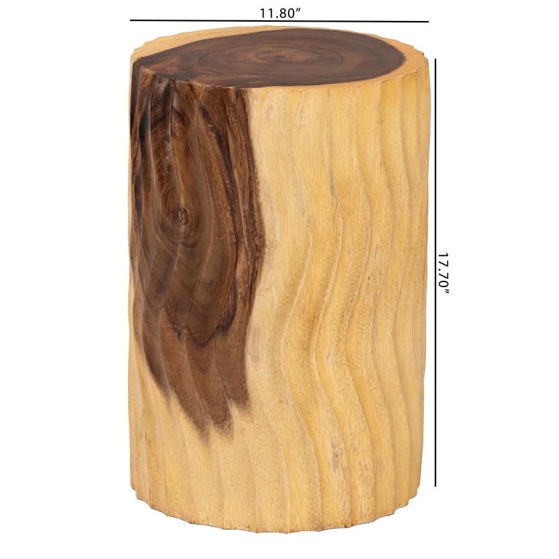 bali & pari Fuchsia Hand-carved Suar Wood Side Table