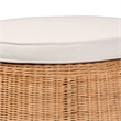 bali & pari Palm Scallop Natural Rattan Ottoman with Cushion