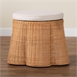 bali & pari Palm Scallop Natural Rattan Ottoman with Cushion