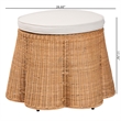 bali & pari Palm Scallop Natural Rattan Ottoman with Cushion