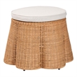 bali & pari Palm Scallop Natural Rattan Ottoman with Cushion