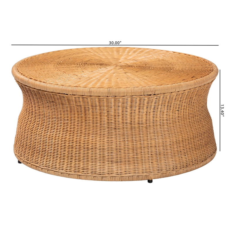 bali & pari Caroline Round Natural Rattan Coffee Table