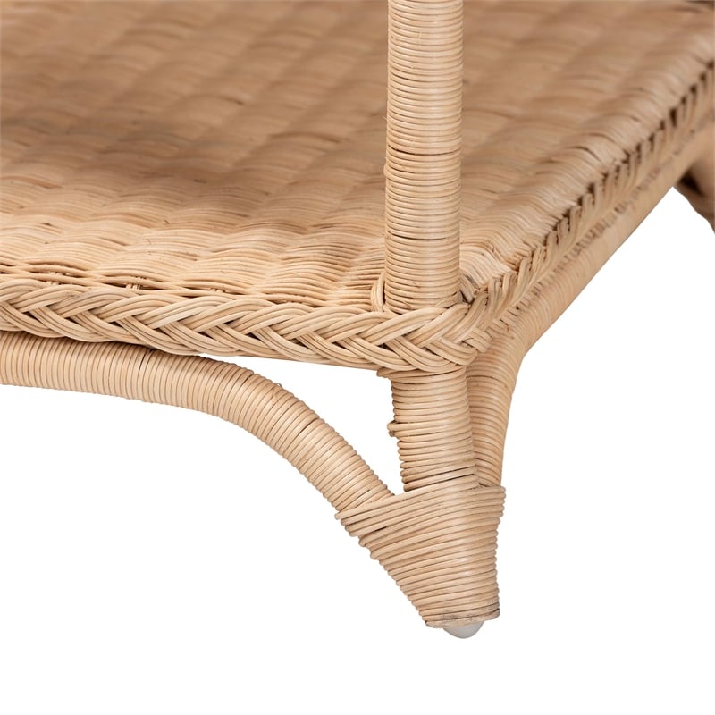 bali & pari Oxford Braided Natural Rattan End Table with Shelf