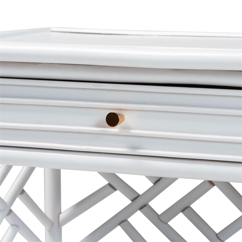 bali & pari Tiaret Natural Rattan Nightstand with Drawer and Shelves