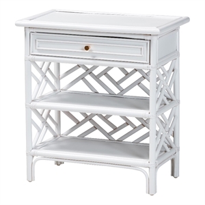 bali & pari Tiaret Natural Rattan Nightstand with Drawer and Shelves