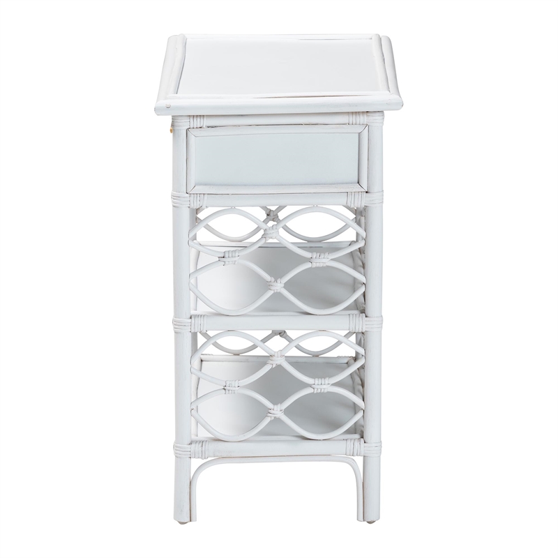 bali & pari Akane Natural Rattan Nightstand with Drawer and Open Shelves