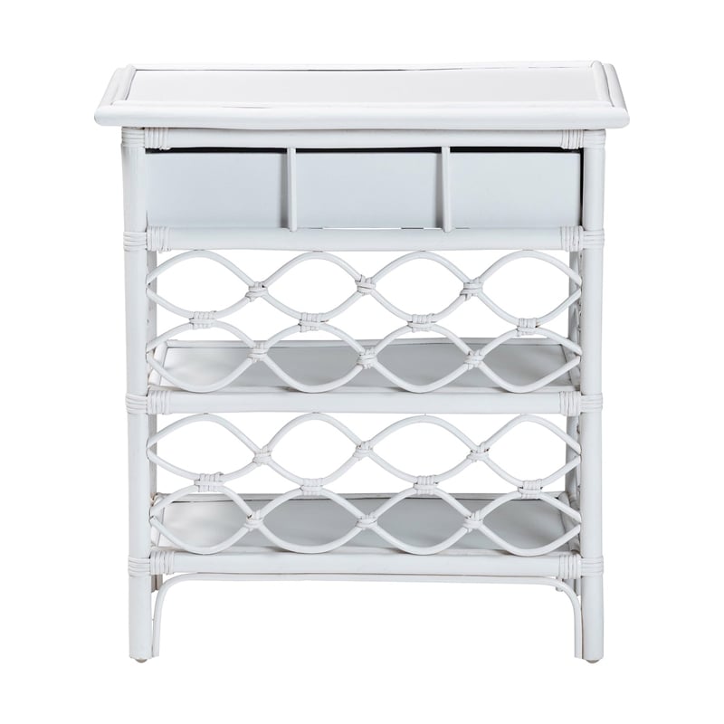 bali & pari Akane Natural Rattan Nightstand with Drawer and Open Shelves