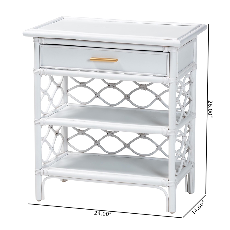 bali & pari Akane Natural Rattan Nightstand with Drawer and Open Shelves