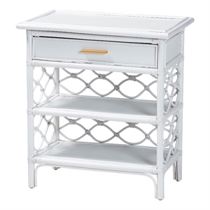 bali & pari Akane Natural Rattan Nightstand with Drawer and Open Shelves