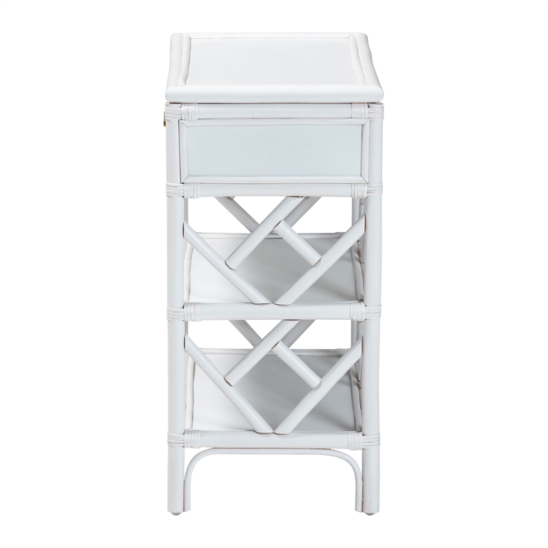 bali & pari Daina Natural Rattan Nightstand with Drawer and Open Shelves