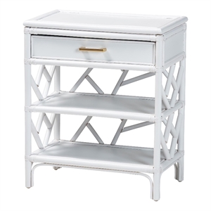 bali & pari Daina Natural Rattan Nightstand with Drawer and Open Shelves