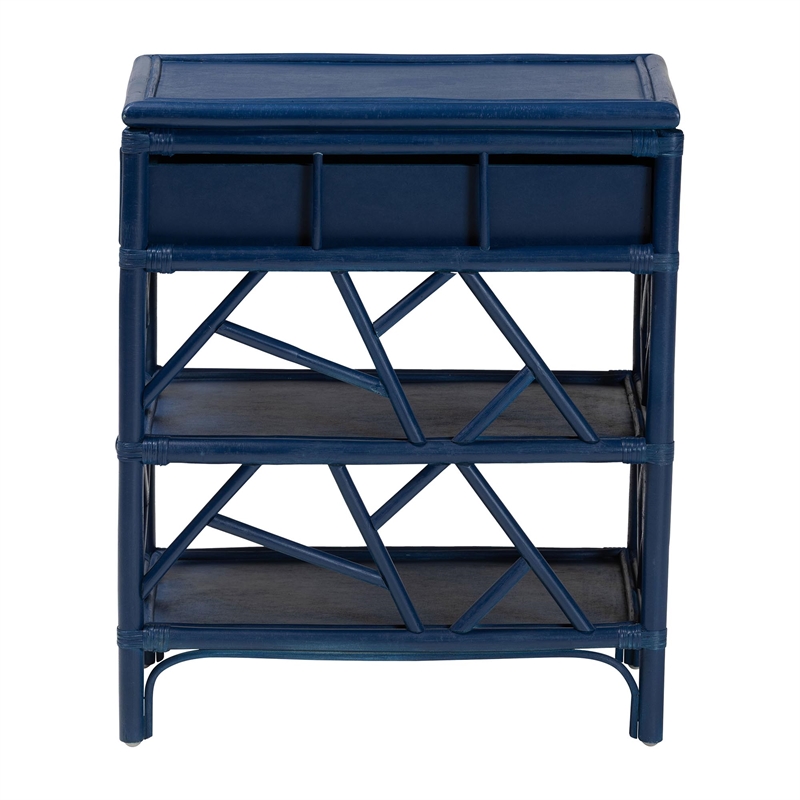 bali & pari Daina Natural Rattan Nightstand with Drawer and Open Shelves