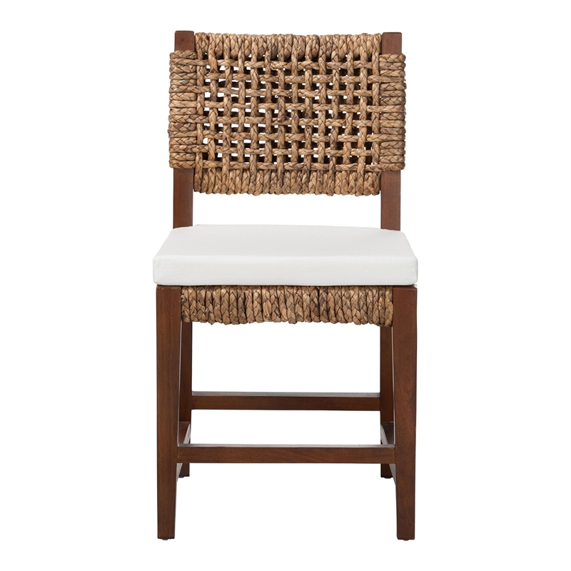 bali & pari Alise Handwoven Seagrass Dining Chair with Mahogany Wood Frame