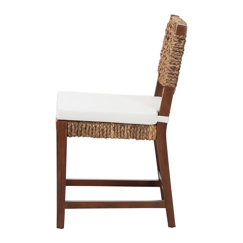 bali & pari Alise Handwoven Seagrass Dining Chair with Mahogany Wood Frame