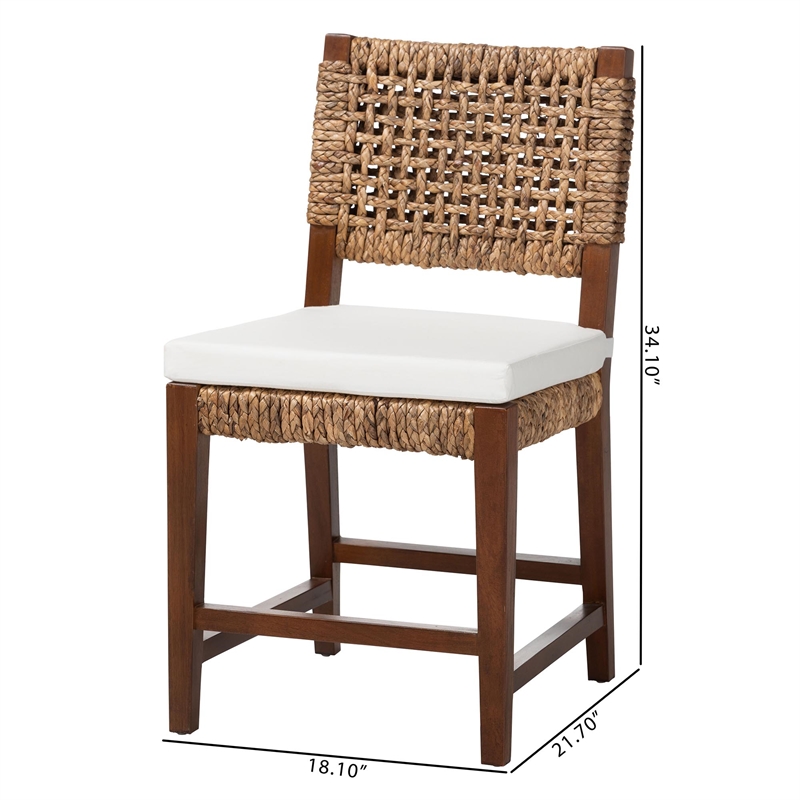 bali & pari Alise Handwoven Seagrass Dining Chair with Mahogany Wood Frame