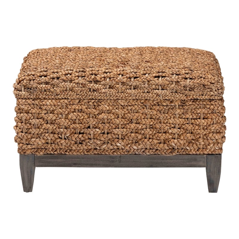 bali & pari Bailey Handwoven Seagrass Storage Ottoman with Lift-Top Lid