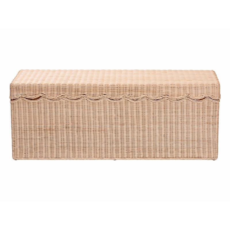 bali & pari Damita Scallop Natural Rattan Chest with Lift-top Lid