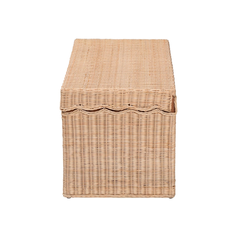 bali & pari Damita Scallop Natural Rattan Chest with Lift-top Lid