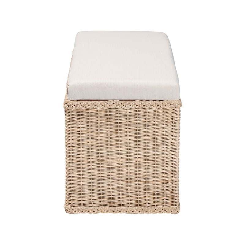 bali & pari Barid Braided Rattan Storage Bench with Cushioned Lift-Top Lid
