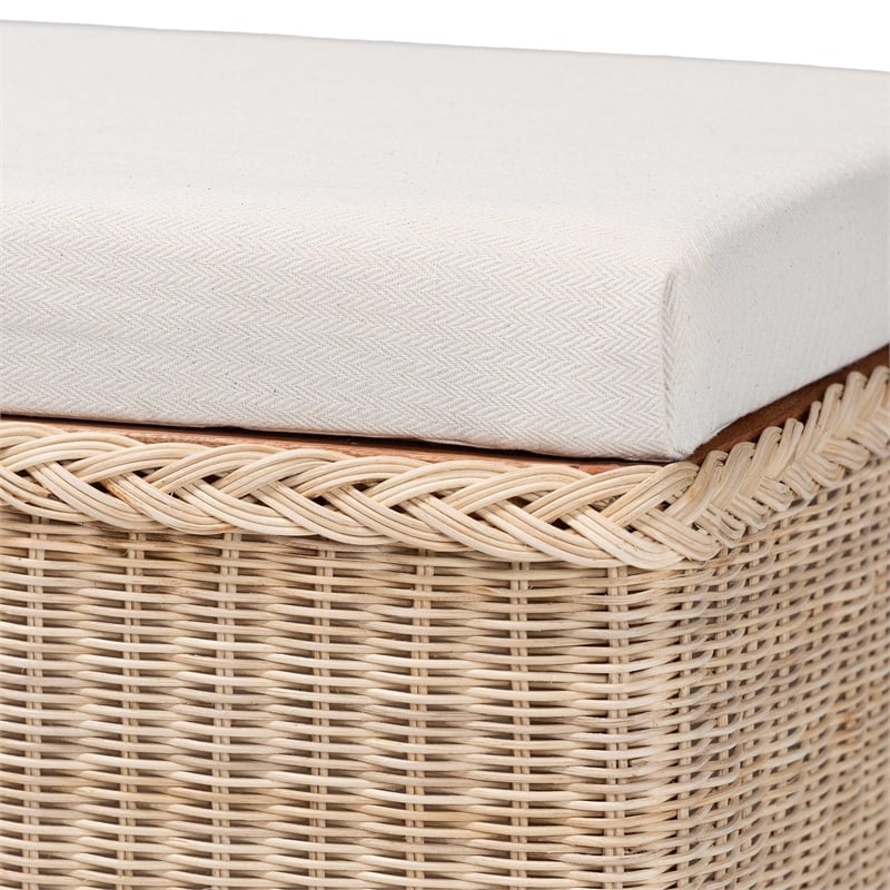bali & pari Barid Braided Rattan Storage Bench with Cushioned Lift-Top Lid