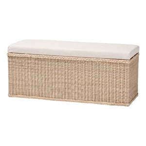 bali & pari Barid Braided Rattan Storage Bench with Cushioned Lift-Top Lid