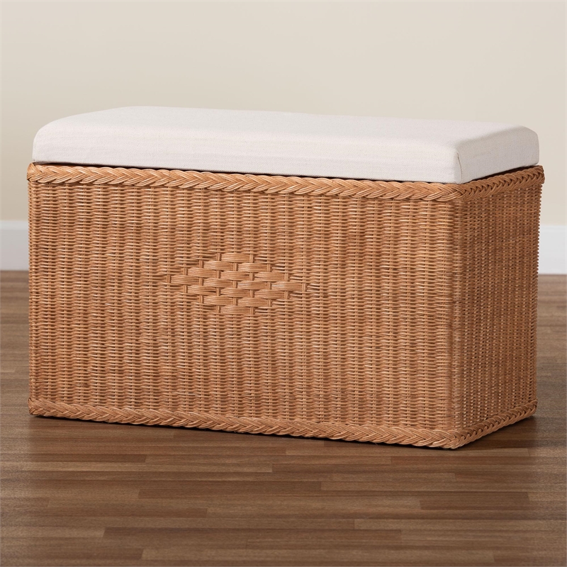 bali & pari Eamon Braided Natural Rattan Storage Bench