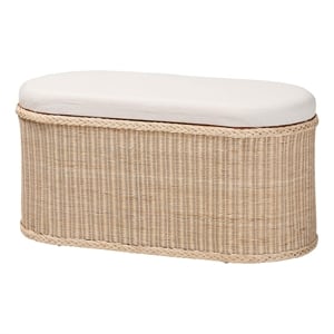 bali & pari Barid Braided Rattan Storage Bench with Cushioned Lift-Top Lid