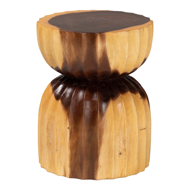 bali & pari Noleta Hand-carved Suar Wood Side Table