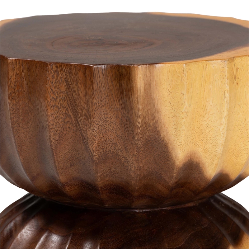 bali & pari Noleta Hand-carved Suar Wood Side Table