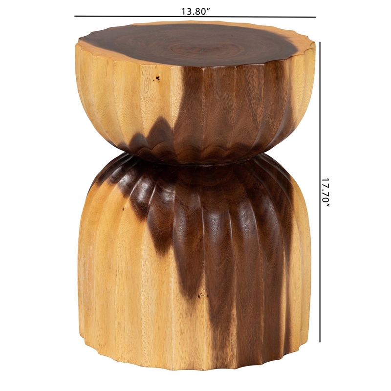 bali & pari Noleta Hand-carved Suar Wood Side Table