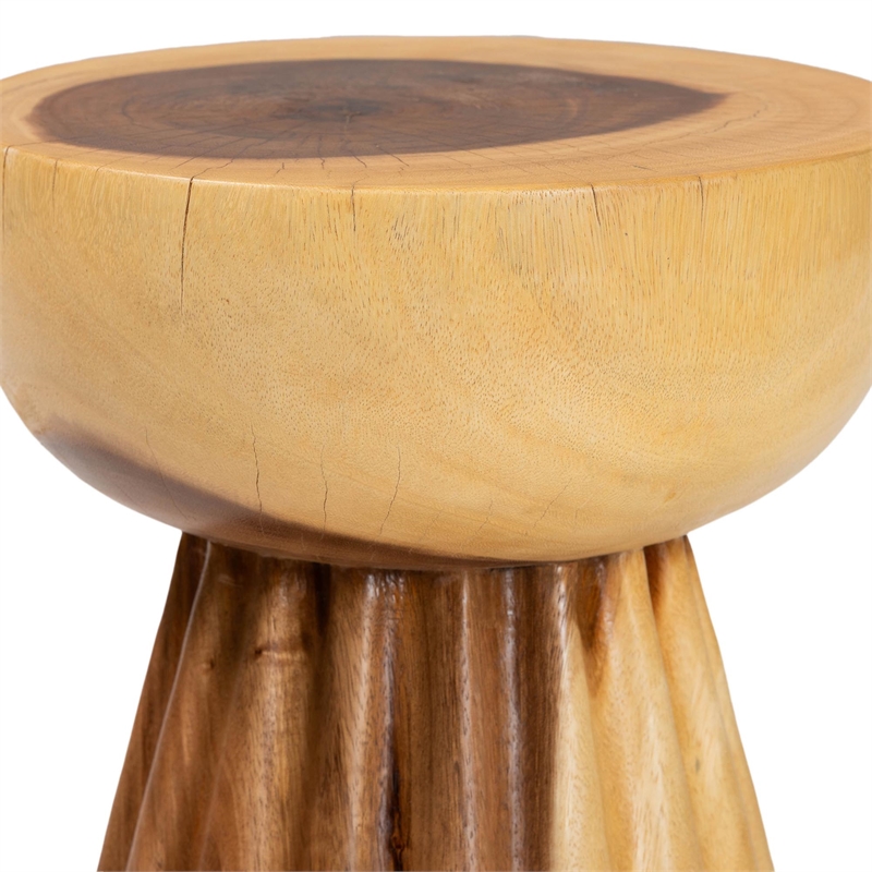 bali & pari Alara Hand-carved Suar Wood Side Table