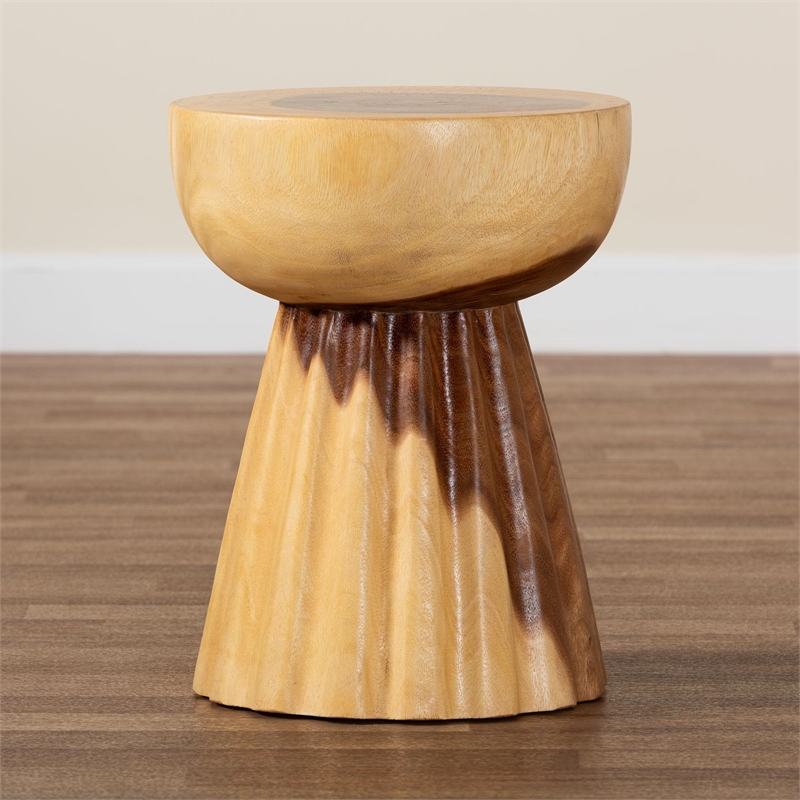 bali & pari Alara Hand-carved Suar Wood Side Table