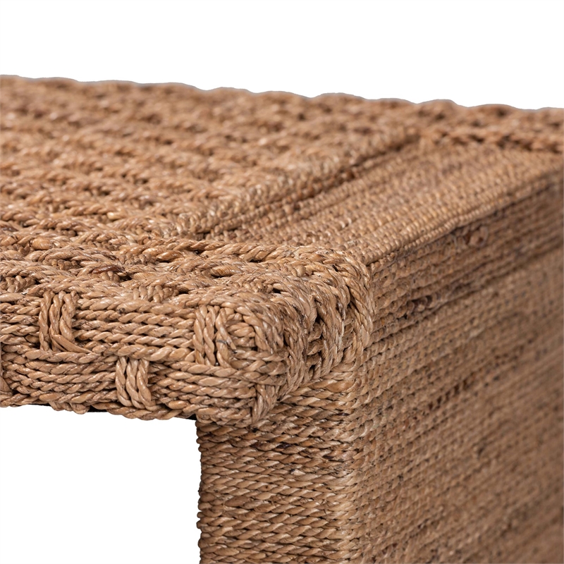 bali & pari Rhinos Handwoven Seagrass Coffee Table with Open Shelf