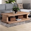 bali & pari Rhinos Handwoven Seagrass Coffee Table with Open Shelf