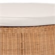 bali & pari Palm Scallop Natural Rattan Ottoman with Cushion