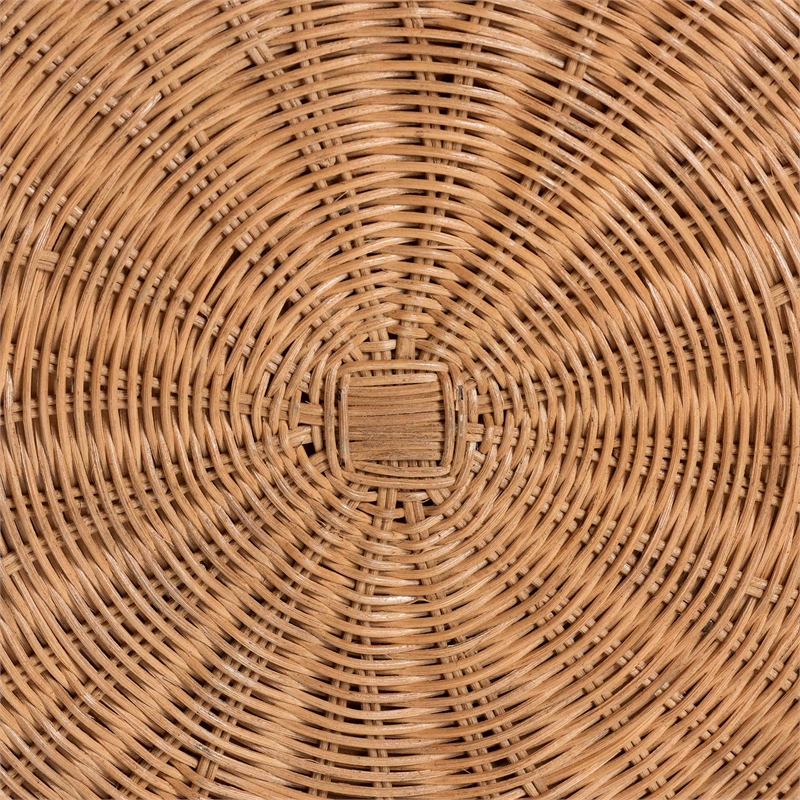 bali & pari Palm Scallop Natural Rattan Ottoman with Cushion