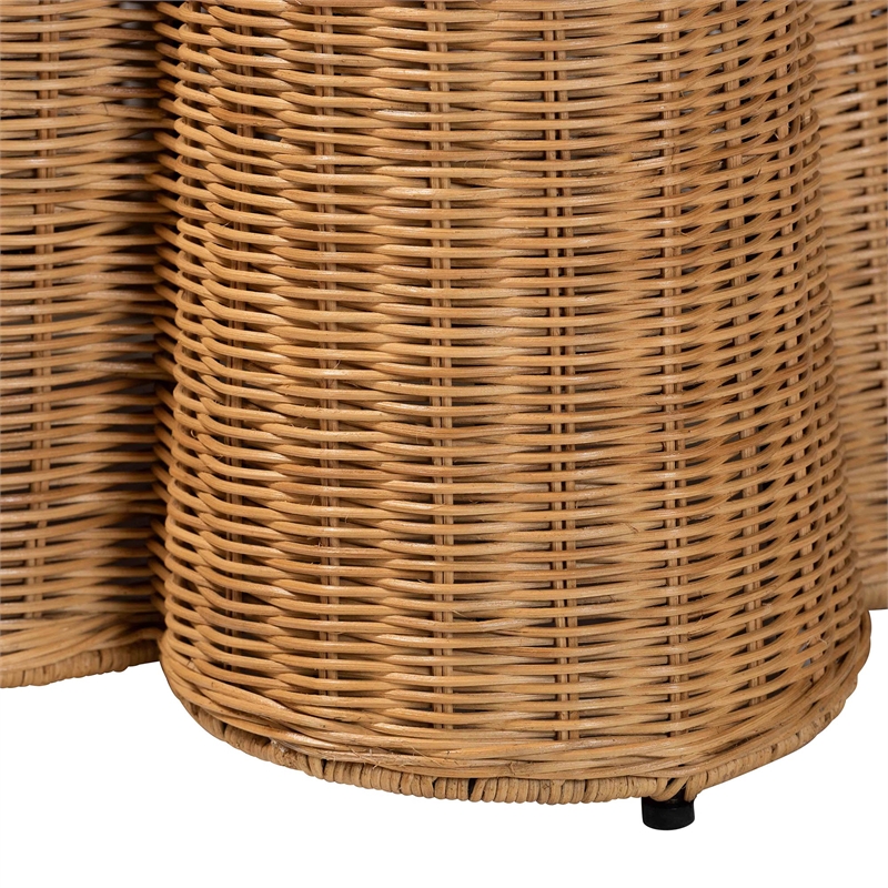 bali & pari Palm Scallop Natural Rattan Console Table