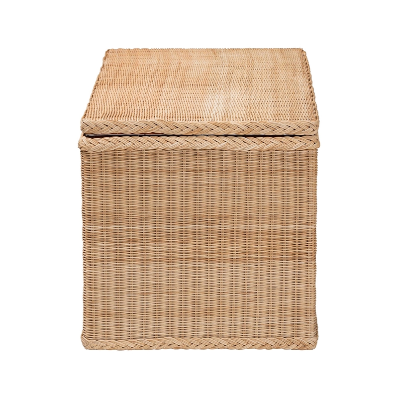 bali & pari Caden Braided Natural Rattan Chest with Lift-top Lid