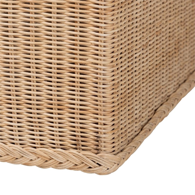 bali & pari Caden Braided Natural Rattan Chest with Lift-top Lid