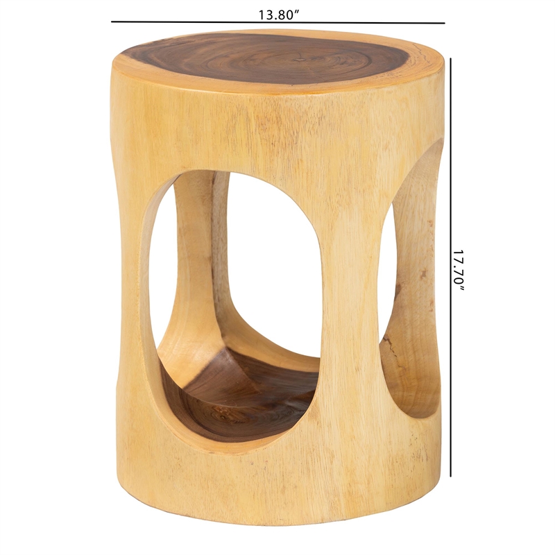 bali & pari Kaseko Hand-carved Suar Wood Side Table Sculptural Accent Table