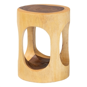 bali & pari Kaseko Hand-carved Suar Wood Side Table Sculptural Accent Table