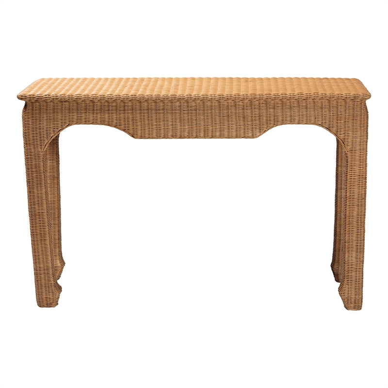 bali & pari Abena Handwoven Natural Rattan Console Table