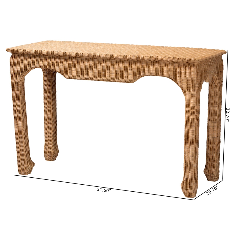 bali & pari Abena Handwoven Natural Rattan Console Table