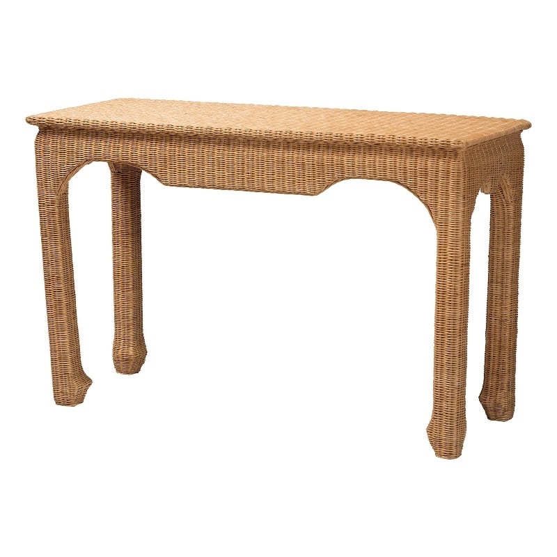 bali & pari Abena Handwoven Natural Rattan Console Table